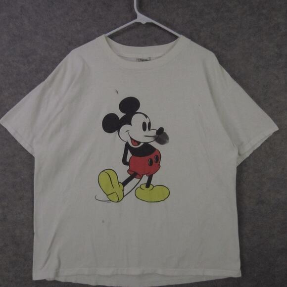VINTAGE Mickey Mouse Shirt Mens XL White Disney Graphic Tee Oneita Cartoon 90s - Picture 1 of 8